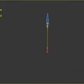 Modern Sleek Metal Spear Featuring Blue Accents And Reflective Surface Design
