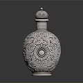 Elegant Silver Carved Bottle With Intricate Floral Patterns For Decorative Household Use