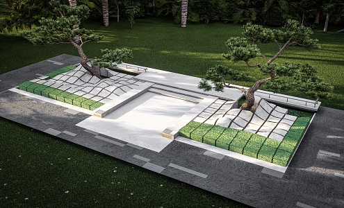 Modern Tree Pond 3d model