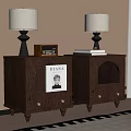 Dark Brown Bedside Tables With Table Lamps Vintage Radio And Diana Book