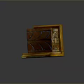 Carved Brown Yellow Wooden Storage Box With Floral Geometric Patterns And Drawers