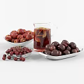 Fresh Cherries and Plums with Fruit Tea in Glass Pitcher and Bowls