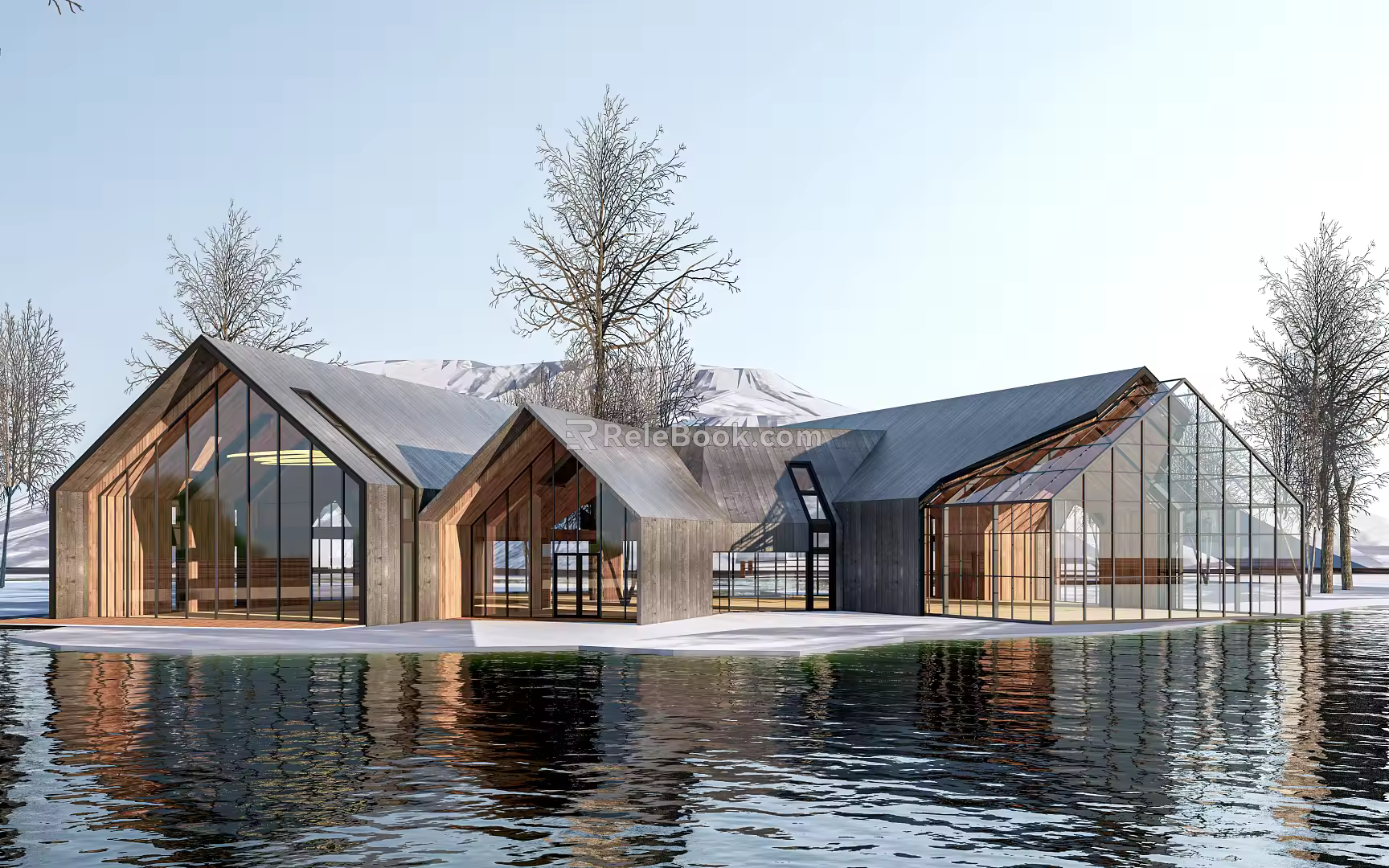 Modern Visitor Center Public Building Visitor Center Building Exhibition Hall Small Public Building Cafe Building Post Station Building 3d model