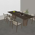 Wind dining table and chair combination 3d model