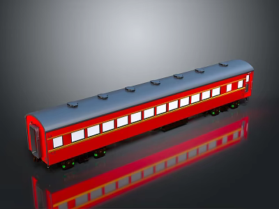 Red And Gray Model Train With Multiple Windows Small Domes And Reflection 3d model