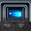 Safety Experience Digital Exhibition Hall Interior With Large Screen Safety Slogan And Display Walls