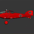 Red Vintage Biplane Model With Black Crosses In Space Aerospace