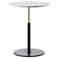 Modern Minimalist Side Table With Black Metal Frame Gold Accents And Round Top Design