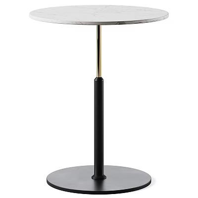Modern Minimalist Side Table With Black Metal Frame Gold Accents And Round Top Design 3d model