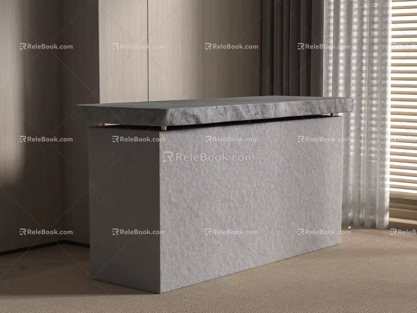 Modern Stone Table Island 3d model