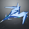 Blue And White Passenger Jet With Sleek Aerodynamic Design And Futuristic Wing Structure