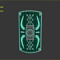 Green Ornate Shield with Silver Metal Decor Central Round Emblem and Edge Rivets