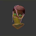 Game and Movie Character 3D Head Model with Pink Hair Blue Eyes and Detailed Face