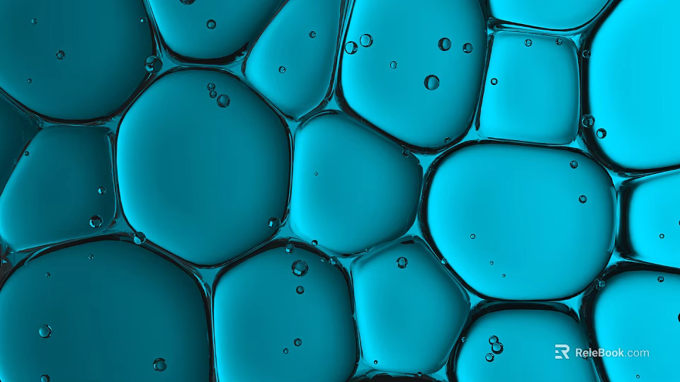 Blue Hexagonal Decorative Ornament Set With Bubble Details And Transparent Geometric Design 3d model