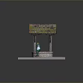 Miniature Well Model With Colorful Tile Roof And Green Frog Statue On Snowy Grass Base