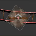 Red Biplane Model With Spiral Propeller And Red Wings On Dark Background
