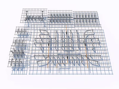 Industrial Equipment Structural Framework With Metal Grid And Mechanical Components Design 3d model