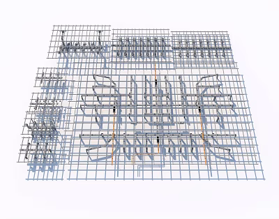 Industrial Equipment Structural Framework With Metal Grid And Mechanical Components Design 3d model