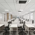 Modern Public Office Space Interior With Workstations Cubicles And Office Chairs 3d model