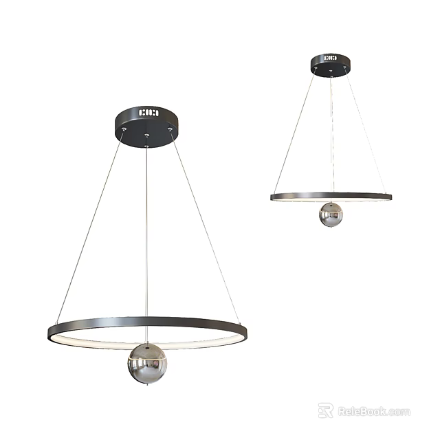 Modern Circular Chandeliers With Metal Frame Hanging Structure And Decorative Sphere 3d model