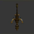Fierce Mythical Dragon Game Movie Character With Spiked Back Sharp Teeth Open Mouth And Yellow Brown Skin
