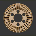 Golden Circular Gear Shaped Lighting Fixture Set With Decorative Holes Design