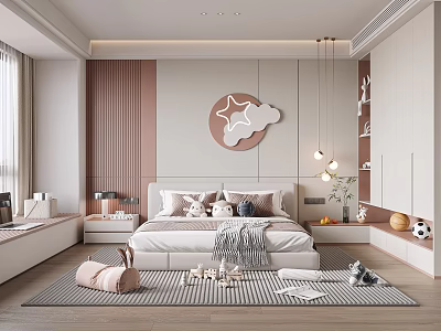 Modern Cozy Kids Bedroom Interior With Toys And Decor 3d model