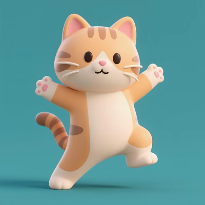 Cat Kitten Kitty Kitty Kitty Action Kitty Cartoon Cat Doll Toy Decoration Furnishings 3d model