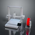 Modern 3D Printer with Printing Platform Red Filament Spool and Display Screen 3d model
