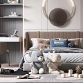 Modern Kids Bedroom Interior With Cozy Bed Plush Toys And Blocks