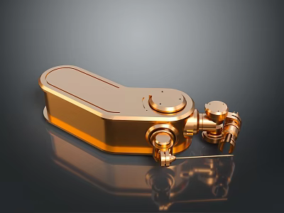 Golden Metallic Industrial Equipment with Smooth Surface Knobs and Mechanical Connecting Parts 3d model