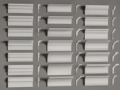 Various Gypsum Moldings With Different Designs For Home Interior Decoration Projects 3d model