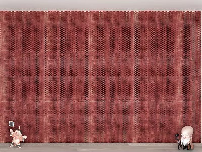 Rich Red Textured Wainscoting Design For Elegant Interior Wall Decor With Texture 3d model