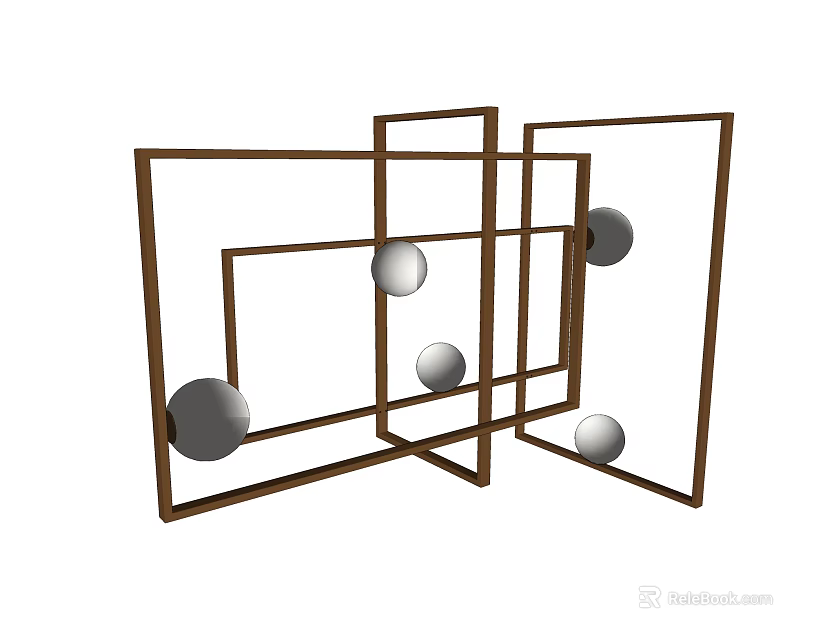 Abstract Chandelier Featuring Modern Geometric Metal Frame And Spherical Elements 3d model 