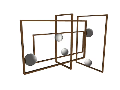 Abstract Chandelier Featuring Modern Geometric Metal Frame And Spherical Elements 3d model