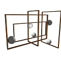 Abstract Chandelier Featuring Modern Geometric Metal Frame And Spherical Elements