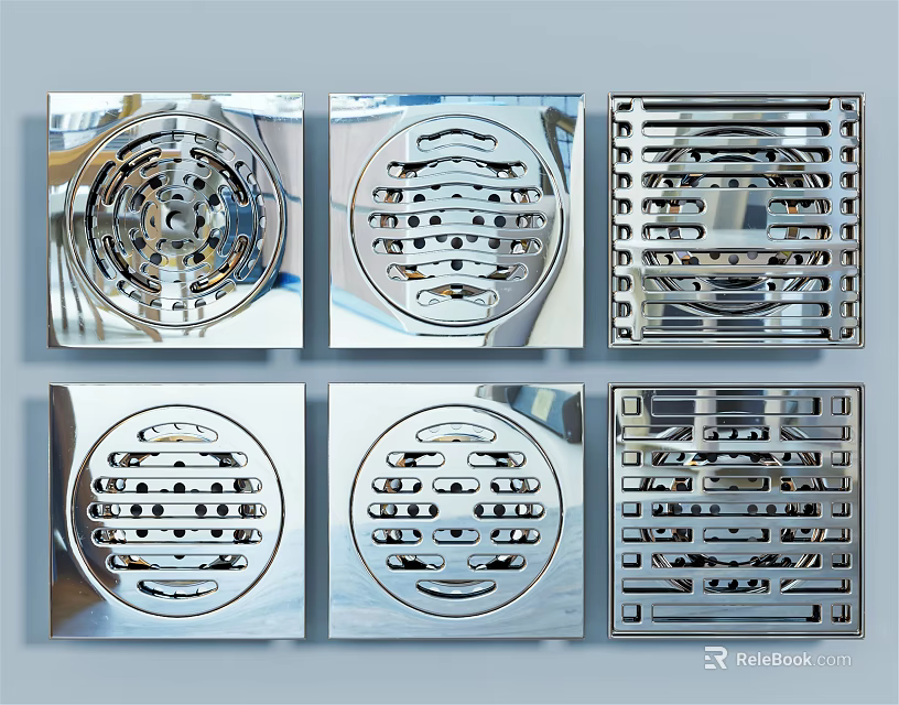 Bathroom Accessories Stainless Steel Floor Drains With Various Patterns And Efficient Drainage Design 3d model 