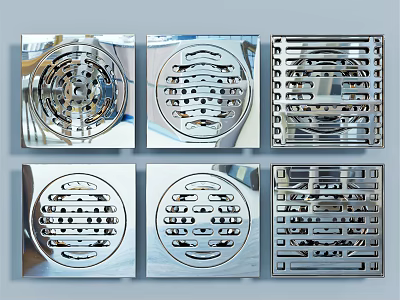 Bathroom Accessories Stainless Steel Floor Drains With Various Patterns And Efficient Drainage Design 3d model