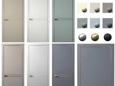 Modern Hinged Doors With Various Color Options And Stylish Door Handles For Home Interior 3d model