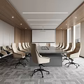 Modern Conference Room Interior With Spacious Layout Ergonomic Chairs Projector Screen And Large Windows
