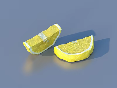 Fresh Juicy Lemon Slices on Blue Background with Bright Yellow Color 3d model