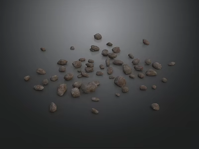 Natural Rockery Stones Scattered on Black Background for Garden Landscape Design 3d model