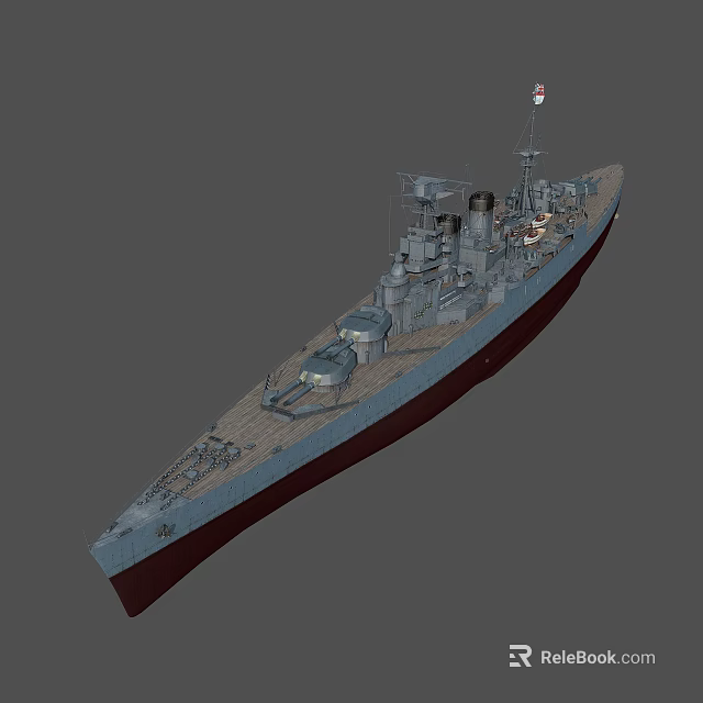 Detailed Warship Design With Turrets Deck Hull Structure And Naval Features 3d model 