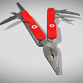 Red Swiss Army Multitool With Pliers Blades And Multiple Tools 3d model