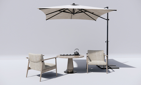 New Chinese Style Outdoor Table and Chair Outdoor Chair 3d model