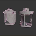 Gray Cylindrical Industrial Containers With Lids Stands And Panel Details