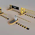 Public Facility With Automatic Parking Gates Barriers And Yellow Black Warning Stripes 3d model