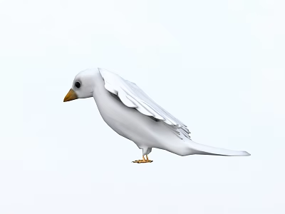 Beautiful White Bird With Yellow Beak And Feet Against White Background Showing Elegant Feathers 3d model