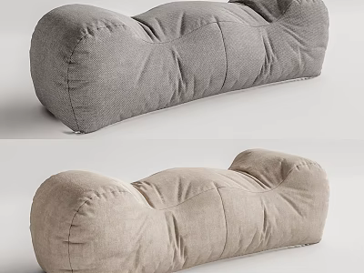 Modern Upholstered Sofa Bench With Gray And Beige Soft Cushioned Rounded Design 3d model