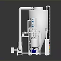 Stainless Steel Industrial Equipment With Conical Tanks Pipes And Valves